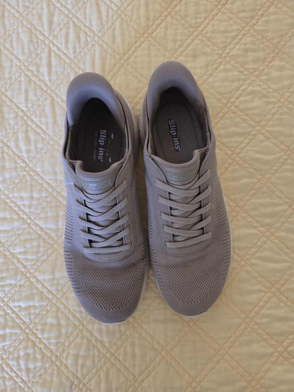 Skechers Men's Lace-Up Knit Sneakers in Light Gray